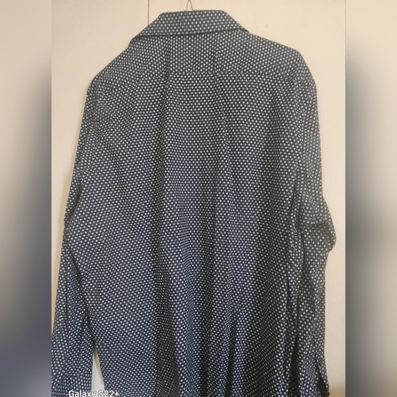 M13 Express Men's Black Button-Down W White Microdots Dress Shirt Long Sleeves - Picture 5 of 9